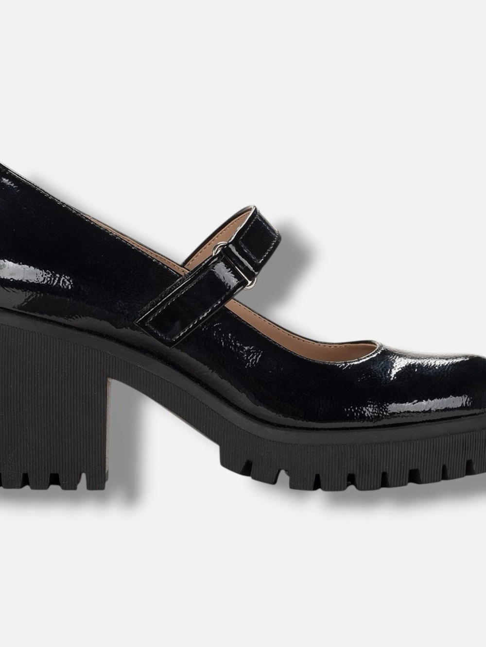 Sun + Stone Black Patent Mary Jane Lug Block Heel Size 9.5 - Picture 2 of 13